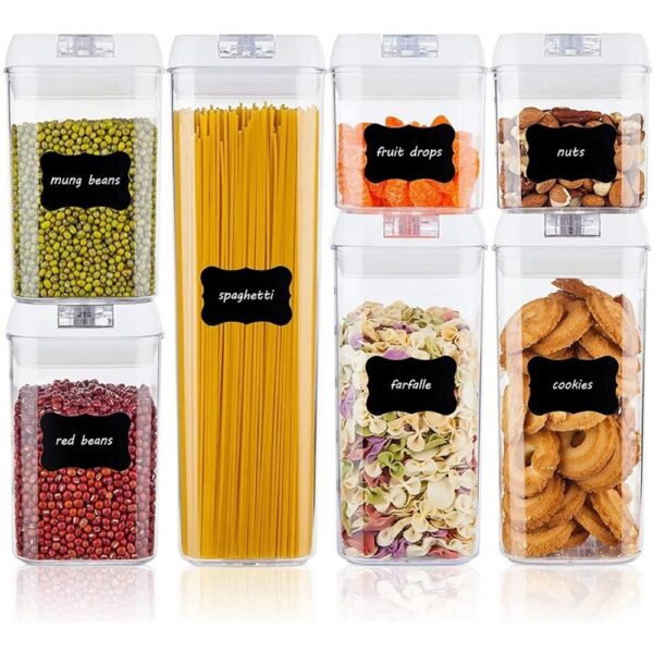 Airtight Food Storage Containers, Vtopmart 7 Pieces BPA Free Plastic Cereal Containers with Easy Lock Lids, for Kitchen Pantry Organization and Storage, Include 24 Labels