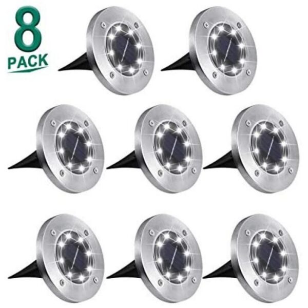 Aogist Solar Ground Lights,8 LED Garden Lights Waterproof Patio Outdoor Light with Light Sensor for Lawn,Pathway,Yard,Driveway,Step and Walkway (8 Pack White)