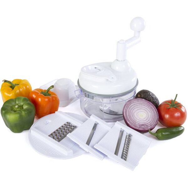 Kitchen + Home Manual Food Chopper - 4 in 1 Miracle Chopper, Salsa Maker, Blender, Slicer, Shredder and Julienne – As Seen on TV Manual Food Processor